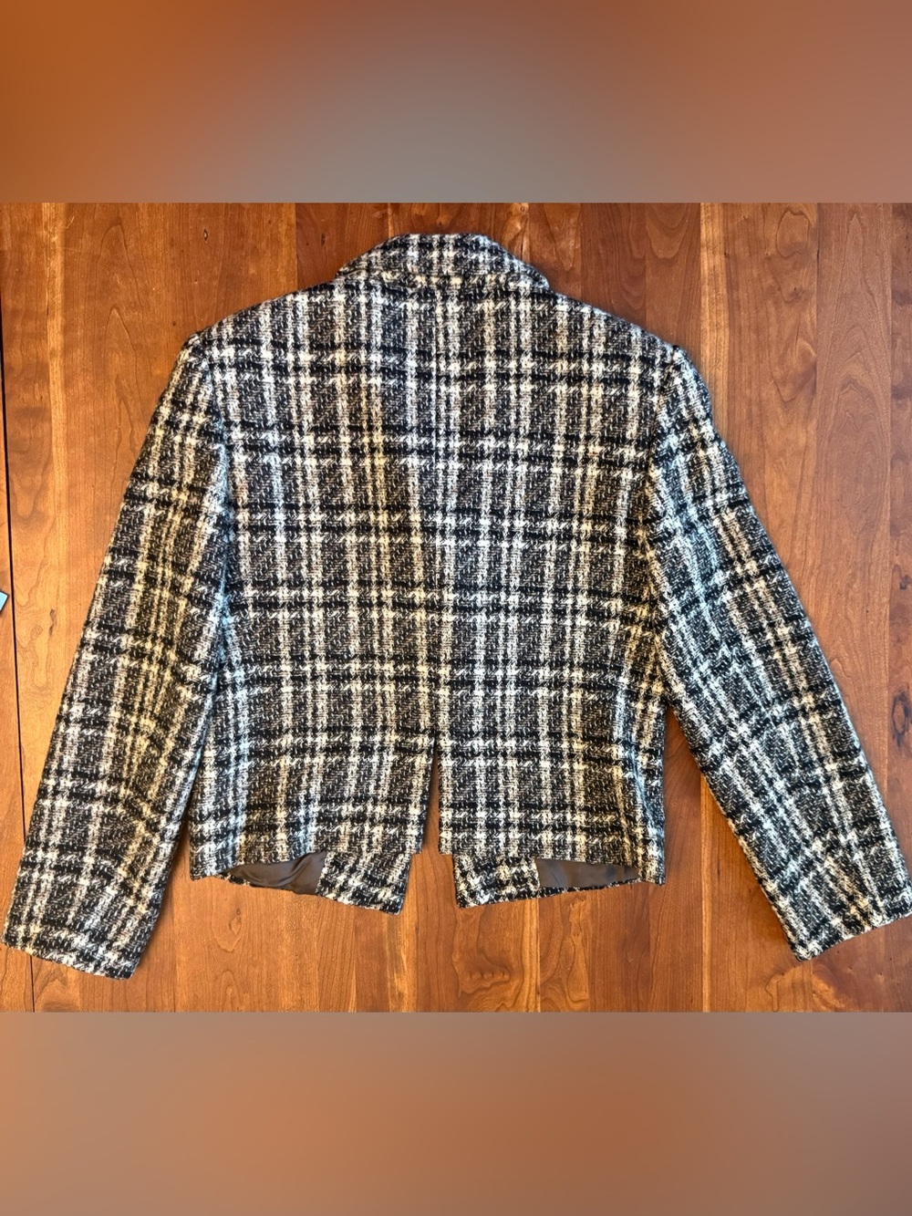 Giorgio ARMANI Black & White Plaid Cropped Wool Jacket Vintage 1980s - Picture 6 of 16